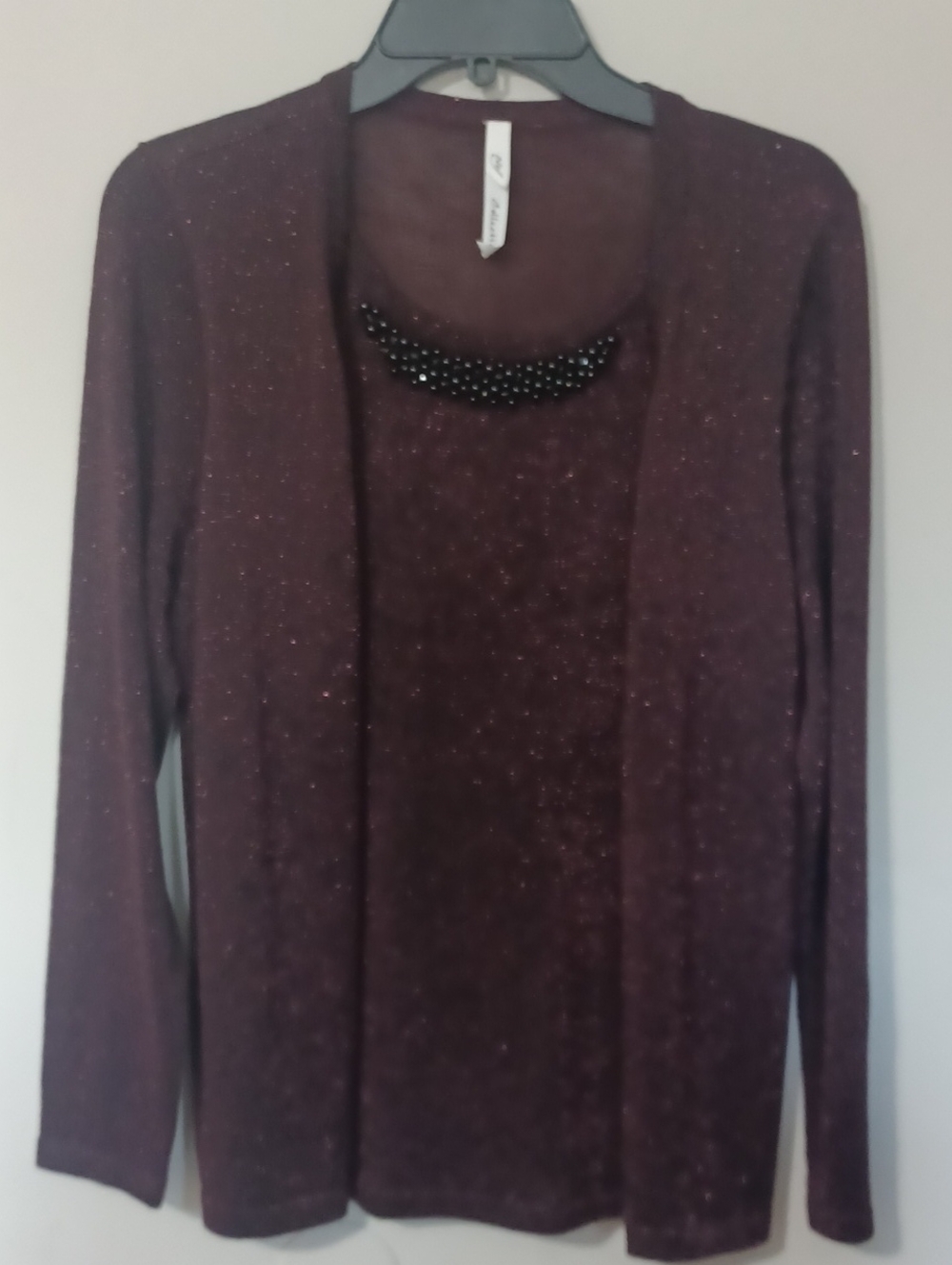 NY Collection Sparkle Knit Long Sleeve Sweater - Burgundy. NWOT. Size M